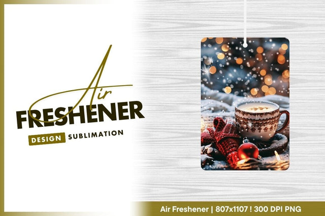 Steaming Coffee Cup with Festive Decorations and Snowflakes in a Winter Scene Sublimation Regulrcrative 