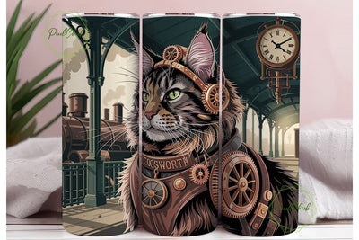 Steampunk Cat 20oz Tumbler Wrap Sublimation PixelChick 