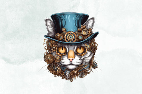 Steampunk Cat Sublimation Clipart Bundle Sublimation Designangry 