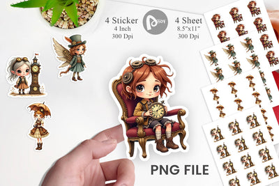 Steampunk Dolls Sticker Sublimation artnoy 