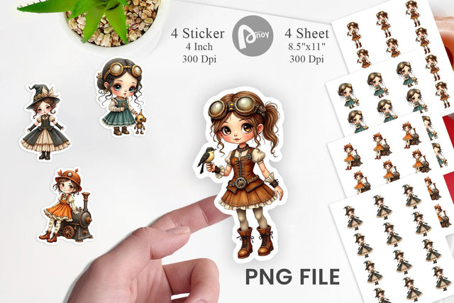 Steampunk Dolls Sticker Sublimation artnoy 