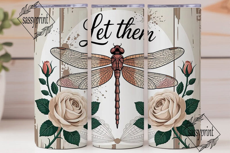 Steampunk Dragonfly 20oz Tumbler Wrap Sublimation sassyprint 