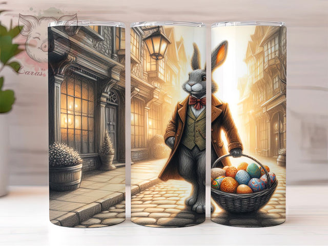 Steampunk Easter Bunny 20oz Tumbler, Steampunk Theme, Easter Bunny, Vintage Design, 20oz Wrap, Sublimation Design, PNG File Sublimation Lara' s Designs 