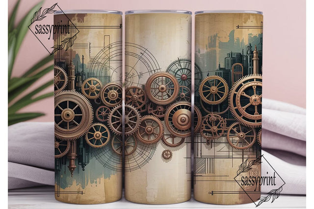 Steampunk Gears 20oz Tumbler Wrap Sublimation sassyprint 