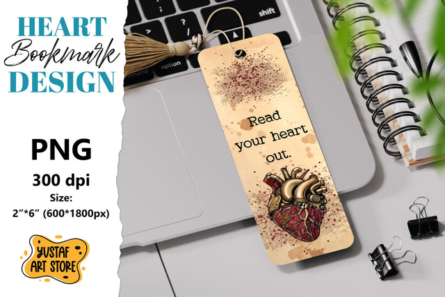 Steampunk Heart Bookmark printable. Read your heart out Sublimation Yustaf Art Store 