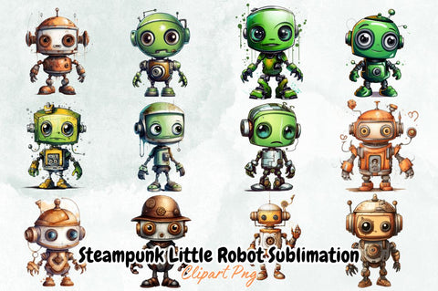 Steampunk Little Robot Sublimation Bundle Sublimation Designangry 