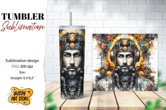 Steampunk Man tumbler sublimation Sublimation Yustaf Art Store 