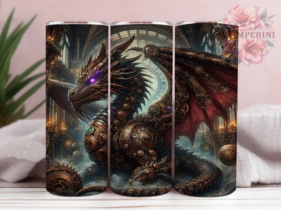Steampunk Mechanical Dragon Tumbler, Gothic Mechanical Dragon Wrap, Clockwork Creature Sublimation PNG, Industrial Fantasy Aesthetic, 20oz Tumbler Sublimation, Gear & Cog Dragon Design, Dark Fantasy Steampun Sublimation Li Zamperini 