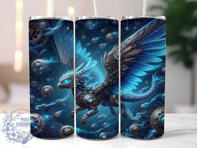 Steampunk Mechanical Dragon Tumbler, Machine Dragon, Fantasy Wrap, 20Oz Tumbler, Sublimation Design, Mechanical Creature, Steampunk Style Sublimation ToriDesigns 
