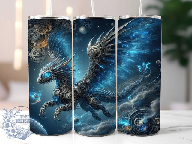 Steampunk Mechanical Dragon Tumbler, Machine Dragon, Fantasy Wrap, 20Oz Tumbler, Sublimation Design, Mechanical Creature, Steampunk Style Sublimation ToriDesigns 