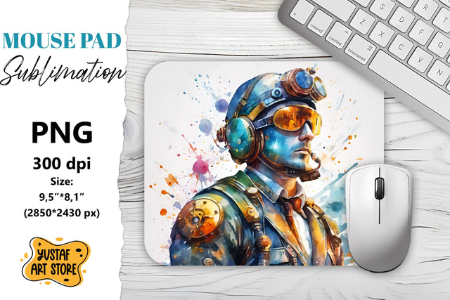 Steampunk Mouse Pad sublimation. Watercolor design Sublimation Yustaf Art Store 