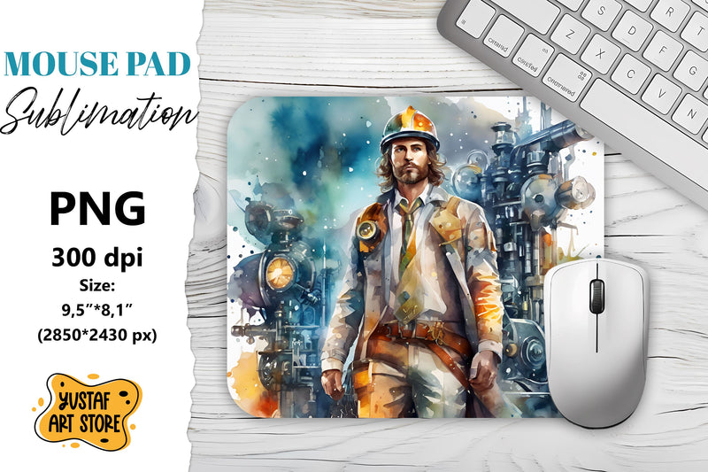 Steampunk Mouse Pad sublimation. Watercolor design Sublimation Yustaf Art Store 