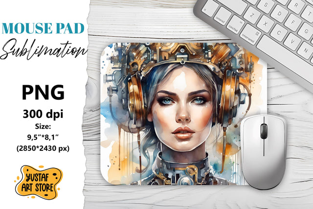 Steampunk Mouse Pad sublimation. Watercolor design Sublimation Yustaf Art Store 