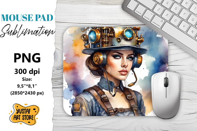 Steampunk Mouse Pad sublimation. Watercolor design Sublimation Yustaf Art Store 