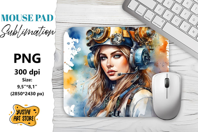 Steampunk Mouse Pad sublimation. Watercolor design Sublimation Yustaf Art Store 