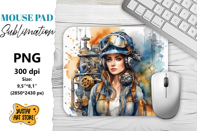 Steampunk Mouse Pad sublimation. Watercolor design Sublimation Yustaf Art Store 