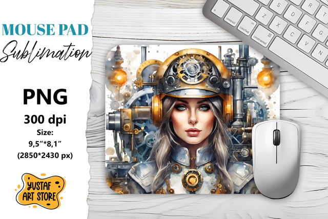 Steampunk Mouse Pad sublimation. Watercolor design Sublimation Yustaf Art Store 
