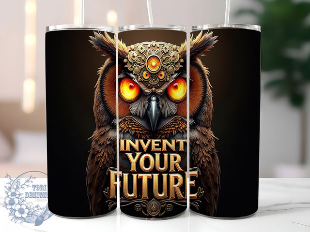 Steampunk Owl Clockwork Tumbler Wrap, Inventive Bird Mug, Mechanical Gears Cup, Vintage Clockwork Design, Retro Futuristic Wrap, Steampunk Art Gift, Sublimation Tumbler Wrap Sublimation ToriDesigns 