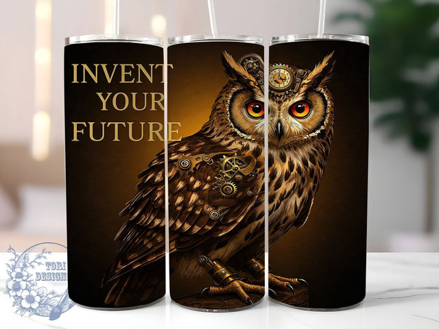 Steampunk Owl Clockwork Tumbler Wrap, Inventive Bird Mug, Mechanical Gears Cup, Vintage Clockwork Design, Retro Futuristic Wrap, Steampunk Art Gift, Sublimation Tumbler Wrap Sublimation ToriDesigns 