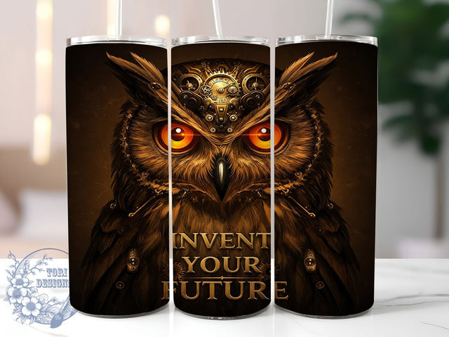Steampunk Owl Clockwork Tumbler Wrap, Inventive Bird Mug, Mechanical Gears Cup, Vintage Clockwork Design, Retro Futuristic Wrap, Steampunk Art Gift, Sublimation Tumbler Wrap Sublimation ToriDesigns 