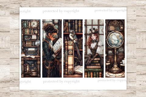 Steampunk Printable Bookmarks | Vintage Book Lover Gifts SVG GlamArtZhanna 