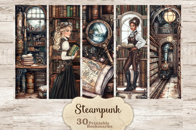 Steampunk Printable Bookmarks | Vintage Book Lover Gifts SVG GlamArtZhanna 
