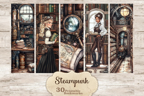 Steampunk Printable Bookmarks | Vintage Book Lover Gifts SVG GlamArtZhanna 