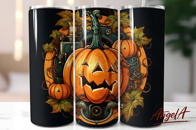 Steampunk pumpkin 3d sublimation tumbler wrap design PNG Sublimation Angelina Semenova 
