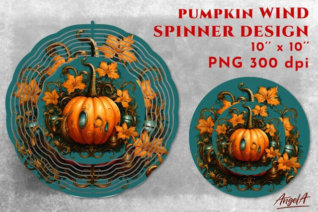 Steampunk pumpkin PNG / Autumn 3d wind spinner template Sublimation Angelina Semenova 