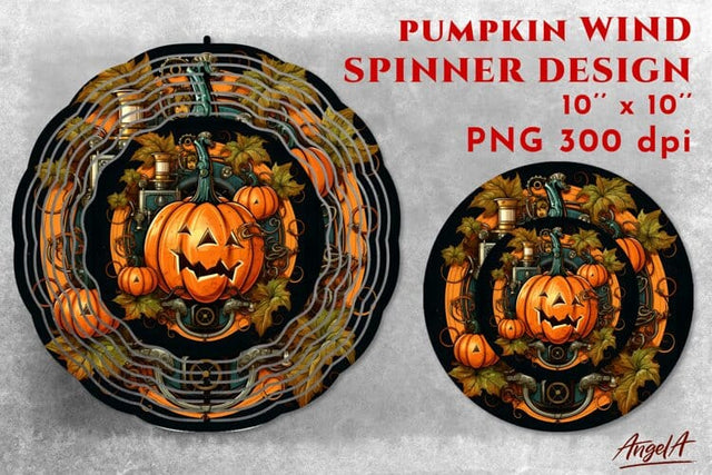 Steampunk pumpkin wind spinner design / pumpkin face Sublimation Angelina Semenova 