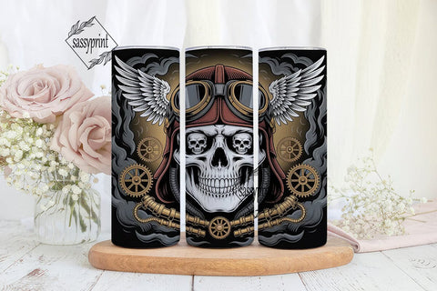 Steampunk Skull Aviator 20oz Tumbler Sublimation sassyprint 
