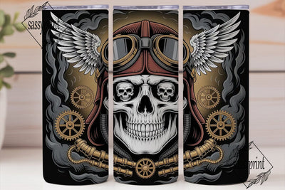Steampunk Skull Aviator 20oz Tumbler Sublimation sassyprint 
