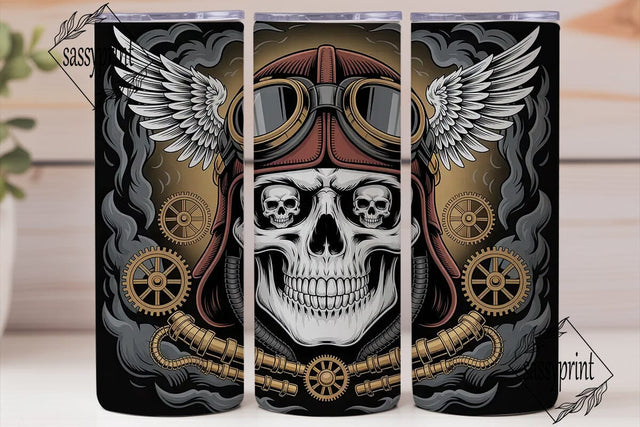 Steampunk Skull Aviator 20oz Tumbler Sublimation sassyprint 