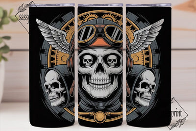Steampunk Skull Aviator 20oz Tumbler Sublimation sassyprint 