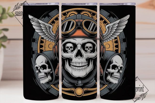 Steampunk Skull Aviator 20oz Tumbler Sublimation sassyprint 