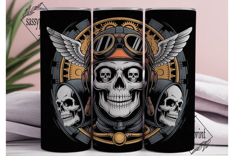 Steampunk Skull Aviator 20oz Tumbler Sublimation sassyprint 