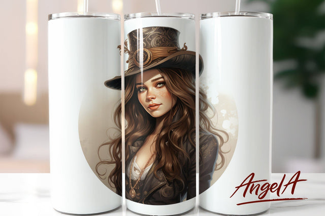 Steampunk tumbler / girl tumbler wrap / fashion girl PNG Sublimation Angelina Semenova 