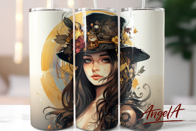 Steampunk tumbler / girl tumbler wrap / fashion girl PNG Sublimation Angelina Semenova 
