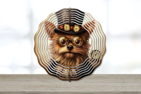 Steampunk Yorkshire Terrier Dog Wind Spinner Bundle Sublimation Regulrcrative 
