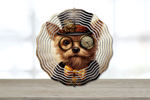 Steampunk Yorkshire Terrier Dog Wind Spinner Bundle Sublimation Regulrcrative 