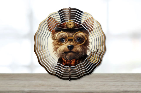 Steampunk Yorkshire Terrier Dog Wind Spinner Bundle Sublimation Regulrcrative 