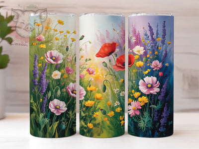 Steel Wildflower Floral 20oz Tumbler, Wildflower Print Cup, Floral Steel Design, Sublimation Tumbler Wrap, 20Oz Tumbler Design, Artistic Wildflower Cup, Stylish Floral Steel Wrap Sublimation Lara' s Designs 