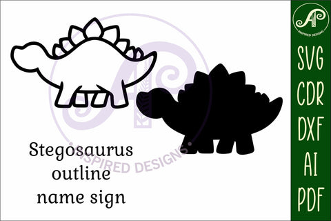 Stegosaurus Dinosaur outline two layer name wall sign SVG APInspireddesigns 