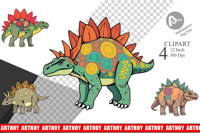 Stegosaurus with Plates Clipart Sublimation artnoy 