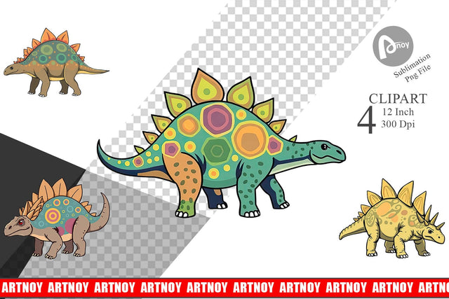 Stegosaurus with Plates Clipart Sublimation artnoy 