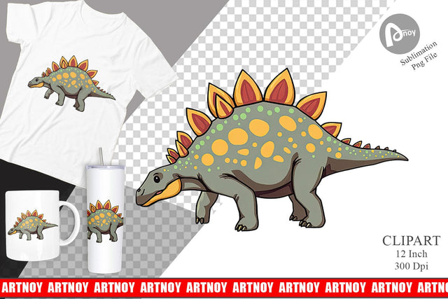 Stegosaurus with Plates Clipart Sublimation artnoy 