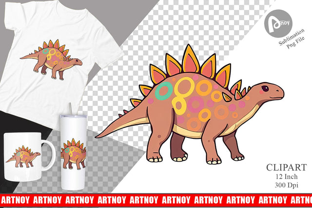 Stegosaurus with Plates Clipart Sublimation artnoy 