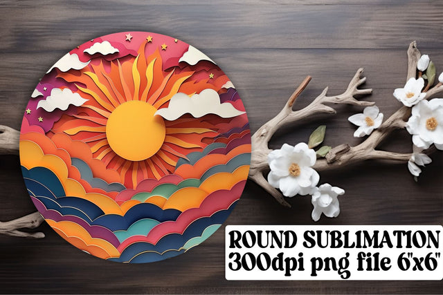 Stellar Twilight: 3D Sun Circle Sublimation Kit Sublimation afrosvg 