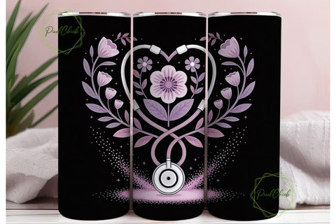 Stethoscope Heart 20oz Tumbler Design Sublimation PixelChick 