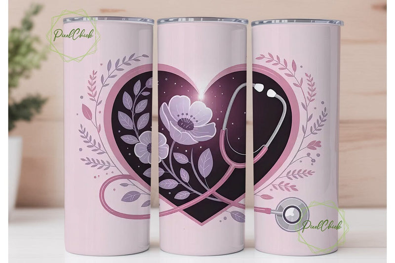 Stethoscope Heart 20oz Tumbler Design Sublimation PixelChick 